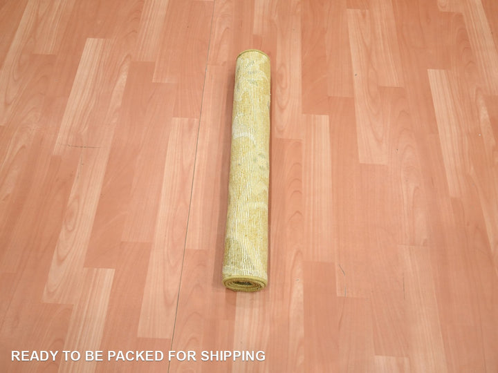 2'0" x 3'0" New Hand Knotted Yellow Silk Rectangle Oriental Rug - MOA10275911