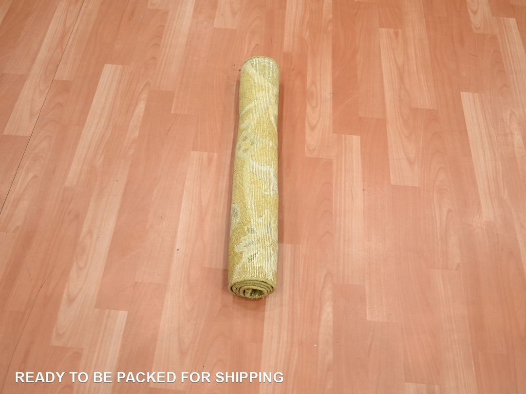 2'0" x 3'0" New Hand Knotted Yellow Silk Rectangle Oriental Rug - MOA10275912
