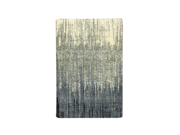 2'0" x 3'0" New Hand Knotted Grey Wool Rectangle Oriental Rug - MOA10275913