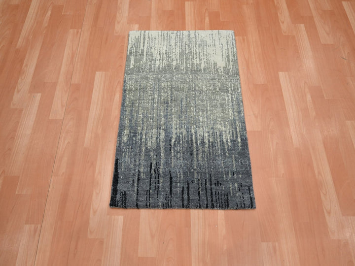 2'0" x 3'0" New Hand Knotted Grey Wool Rectangle Oriental Rug - MOA10275913