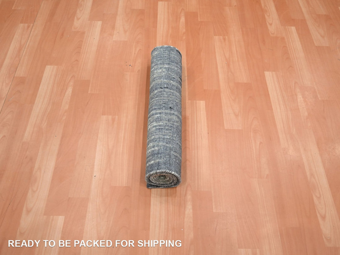 2'0" x 3'0" New Hand Knotted Grey Wool Rectangle Oriental Rug - MOA10275913
