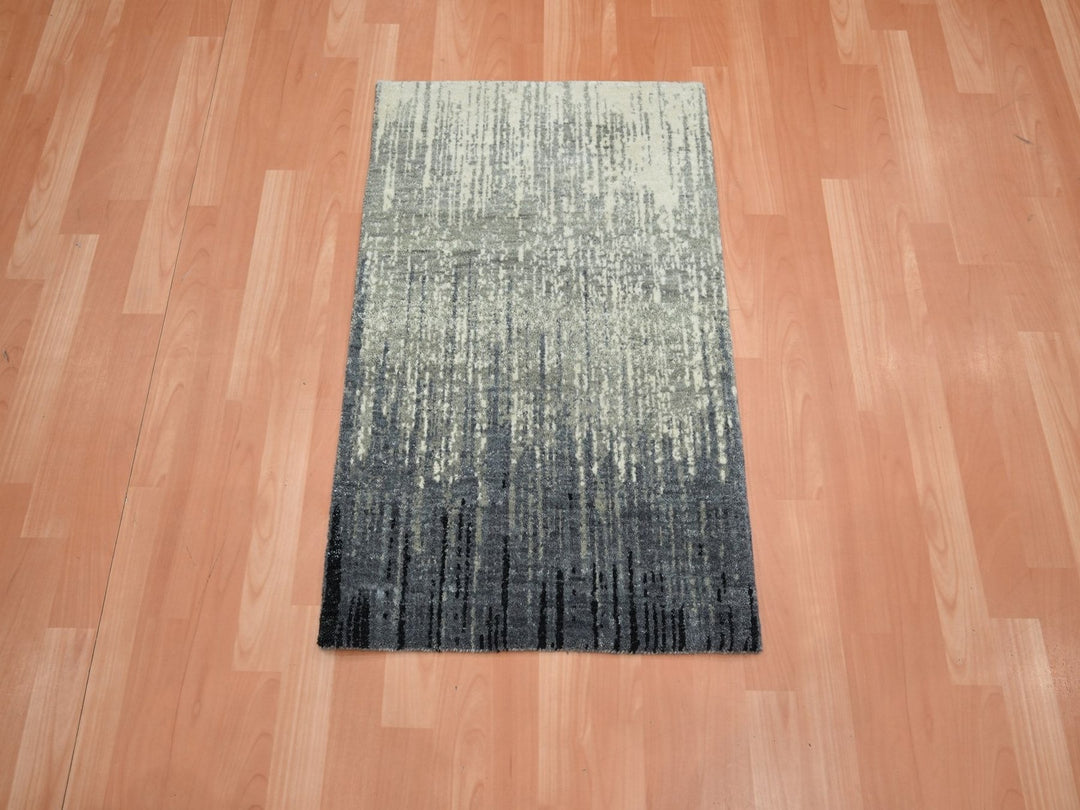 2'0" x 3'0" New Hand Knotted Grey Wool Rectangle Oriental Rug - MOA10275914
