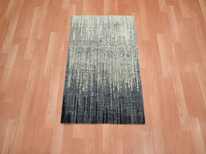 2'0" x 3'0" New Hand Knotted Grey Wool Rectangle Oriental Rug - MOA10275914