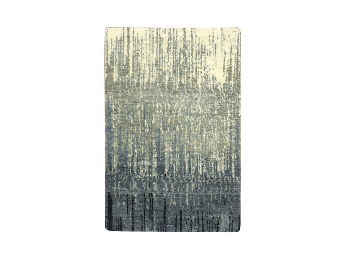 2'0" x 3'0" New Hand Knotted Grey Wool Rectangle Oriental Rug - MOA10275915