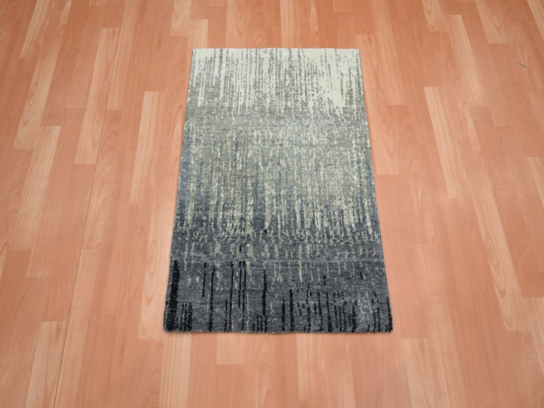 2'0" x 3'0" New Hand Knotted Grey Wool Rectangle Oriental Rug - MOA10275915