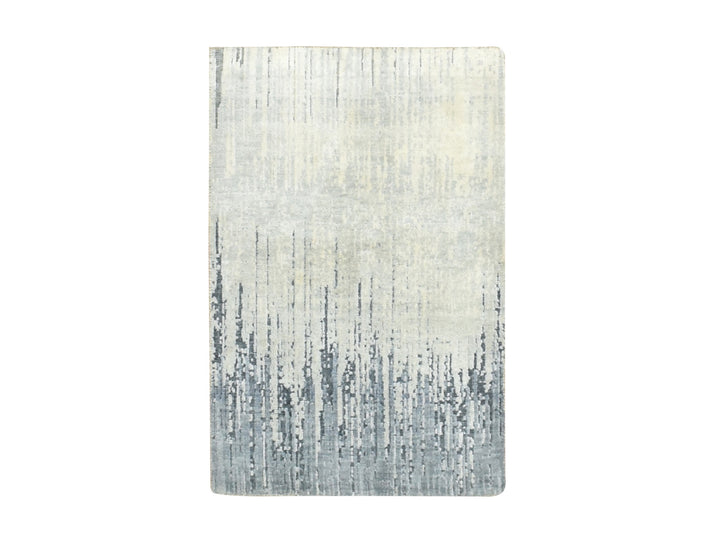 2'0" x 3'0" New Hand Knotted Grey Wool Rectangle Oriental Rug - MOA10275916