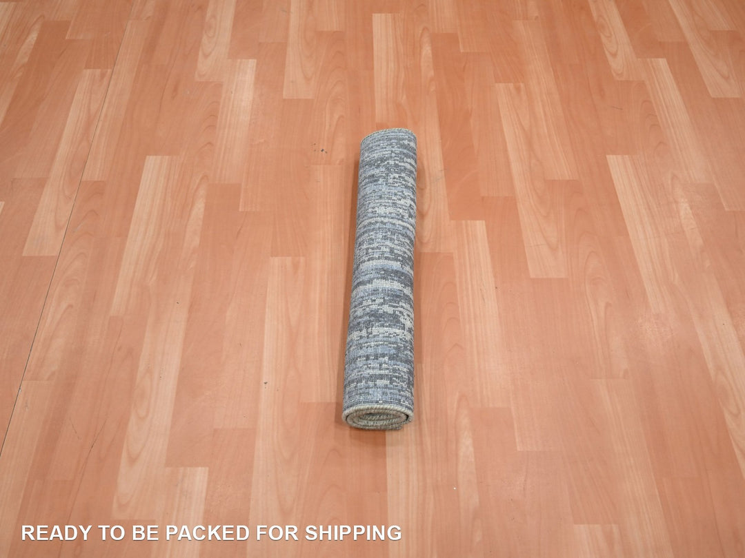2'0" x 3'0" New Hand Knotted Grey Wool Rectangle Oriental Rug - MOA10275916