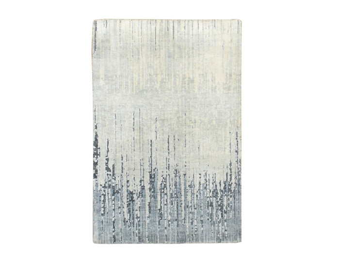2'0" x 3'0" New Hand Knotted Grey Wool Rectangle Oriental Rug - MOA10275917