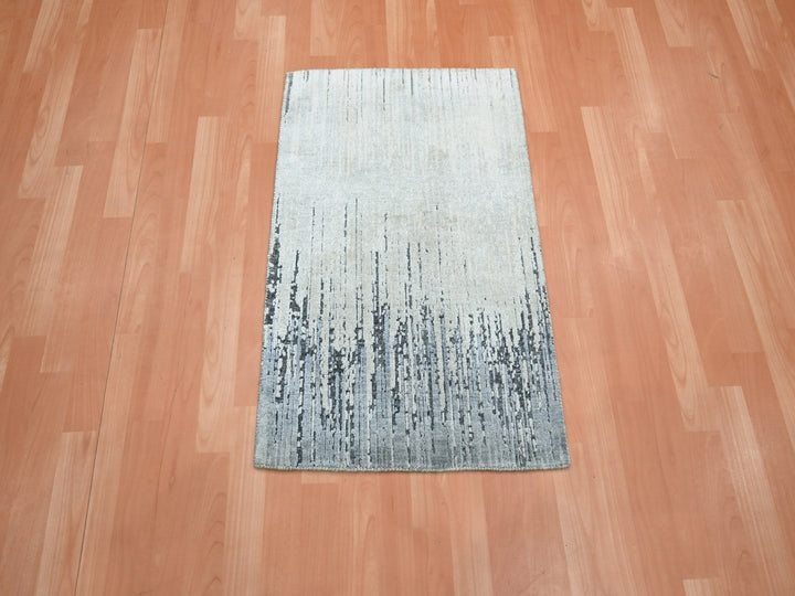 2'0" x 3'0" New Hand Knotted Grey Wool Rectangle Oriental Rug - MOA10275917