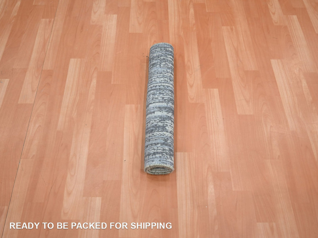 2'0" x 3'0" New Hand Knotted Grey Wool Rectangle Oriental Rug - MOA10275917