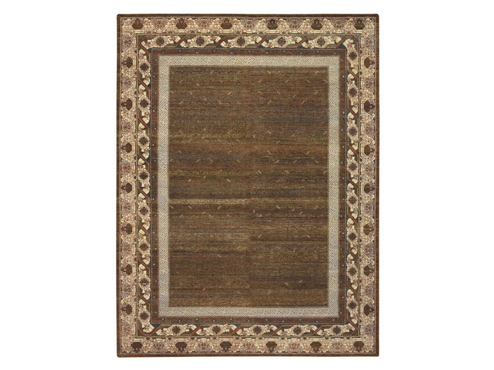 9'2" x 12'1" New Hand Knotted Brown Wool Rectangle Oriental Rug - MOA10275920