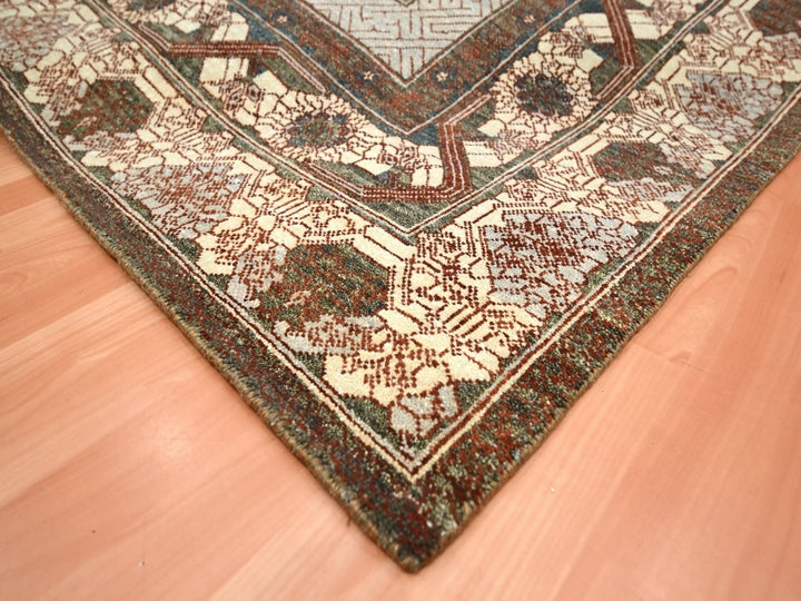 9'2" x 12'1" New Hand Knotted Brown Wool Rectangle Oriental Rug - MOA10275920