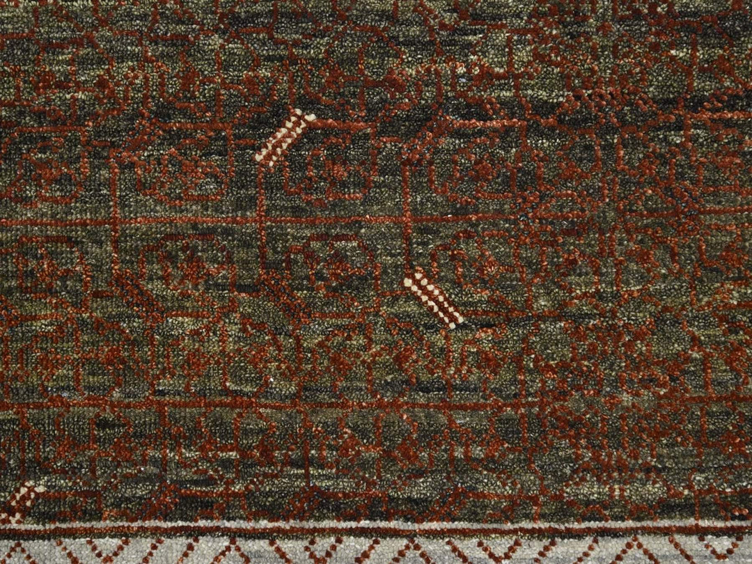 9'2" x 12'1" New Hand Knotted Brown Wool Rectangle Oriental Rug - MOA10275920