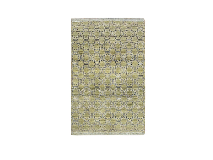 2'0" x 3'0" New Hand Knotted Green Silk Rectangle Oriental Rug - MOA10275921