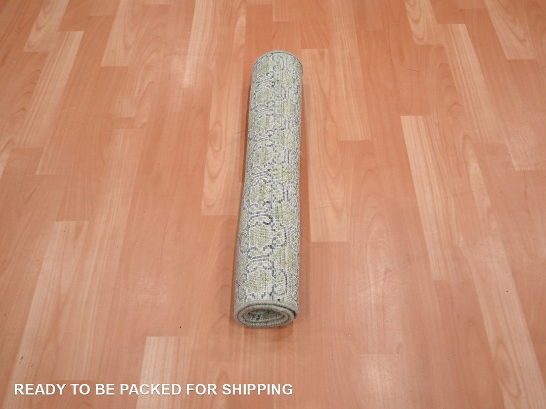 2'0" x 3'0" New Hand Knotted Green Silk Rectangle Oriental Rug - MOA10275921