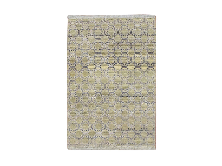2'0" x 3'0" New Hand Knotted Green Silk Rectangle Oriental Rug - MOA10275922