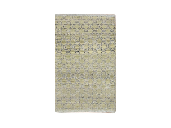 2'0" x 3'0" New Hand Knotted Green Silk Rectangle Oriental Rug - MOA10275923