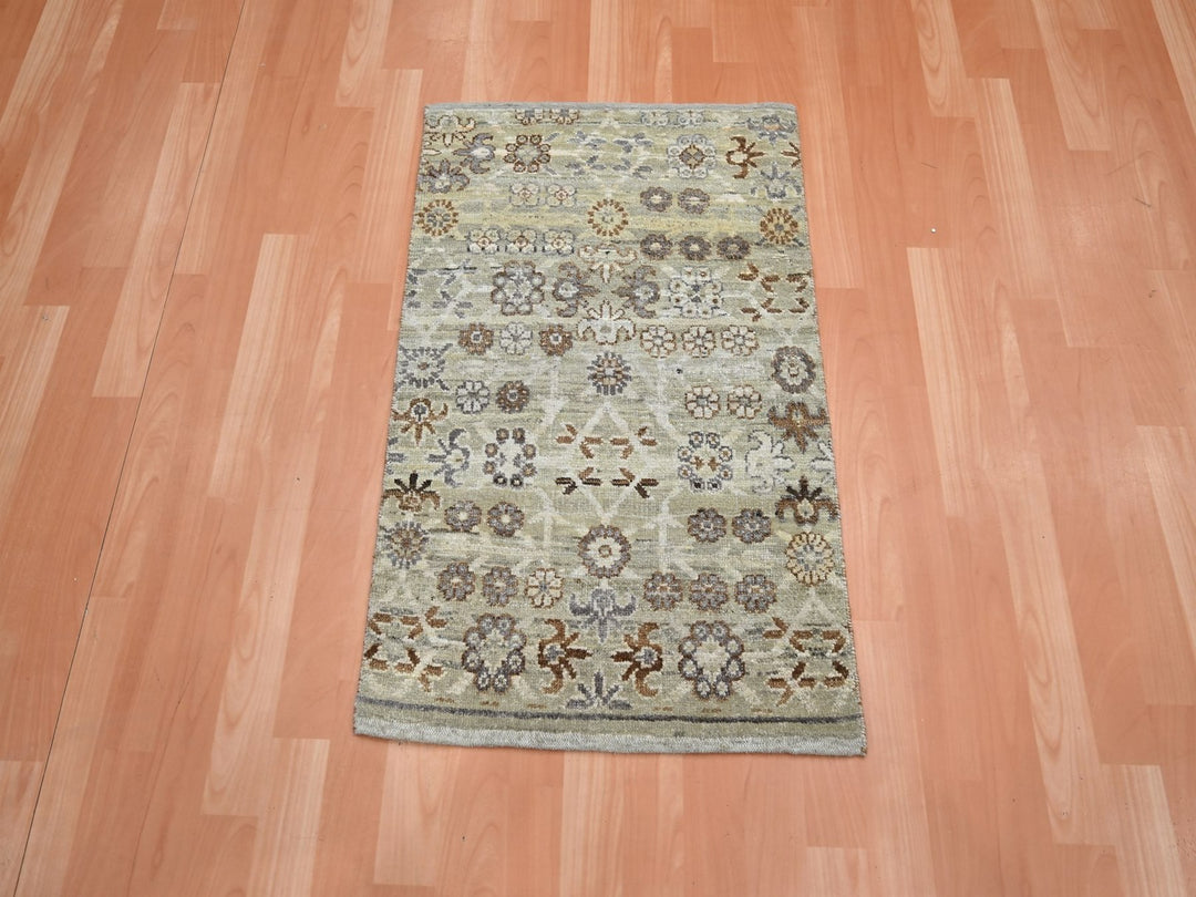 2'0" x 3'0" New Hand Knotted Beige Wool Rectangle Oriental Rug - MOA10275924