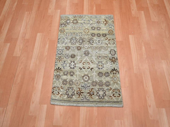 2'0" x 3'0" New Hand Knotted Beige Wool Rectangle Oriental Rug - MOA10275924