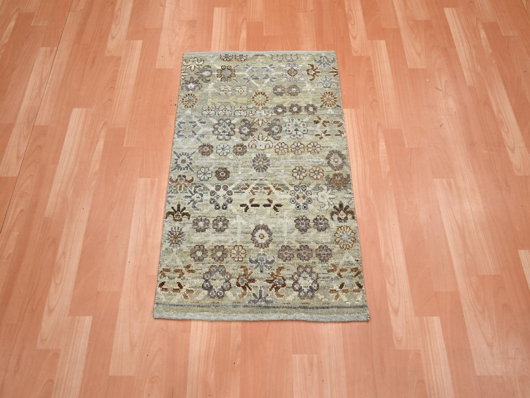 2'0" x 3'0" New Hand Knotted Beige Wool Rectangle Oriental Rug - MOA10275925