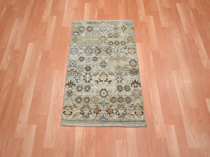 2'0" x 3'0" New Hand Knotted Beige Wool Rectangle Oriental Rug - MOA10275925