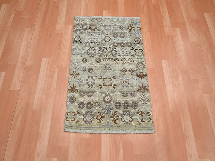 2'0" x 3'0" New Hand Knotted Beige Wool Rectangle Oriental Rug - MOA10275926