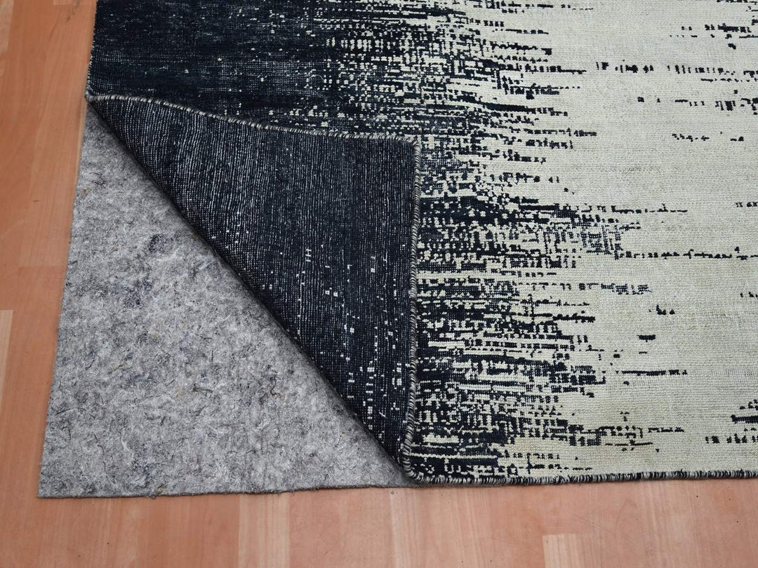11'9" x 15'0" New Hand Knotted Black Wool Rectangle Oriental Rug - MOA10275927