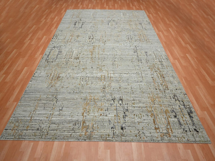 8'11" x 11'11" New Hand Knotted Beige Wool Rectangle Oriental Rug - MOA10275928