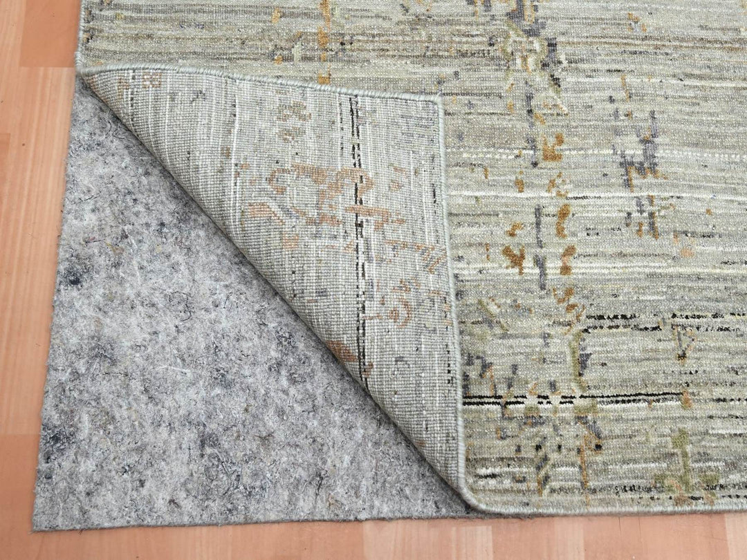 8'11" x 11'11" New Hand Knotted Beige Wool Rectangle Oriental Rug - MOA10275928