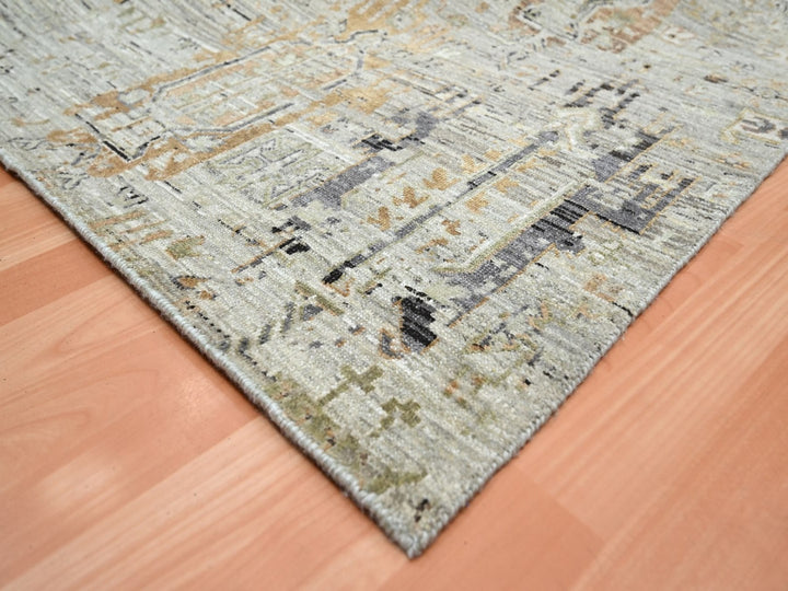 8'11" x 11'11" New Hand Knotted Beige Wool Rectangle Oriental Rug - MOA10275928