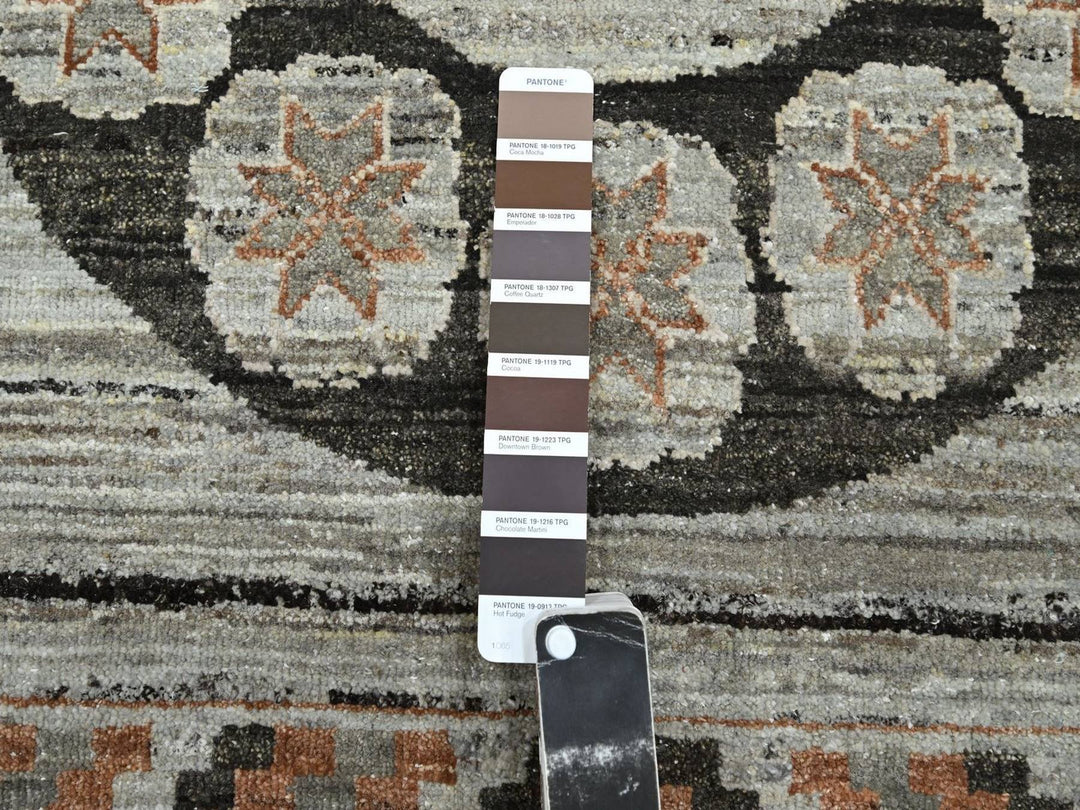 8'11" x 12'4" New Hand Knotted Grey Silk Rectangle Oriental Rug - MOA10275931