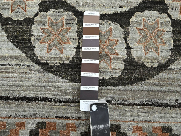 8'11" x 12'4" New Hand Knotted Grey Silk Rectangle Oriental Rug - MOA10275931