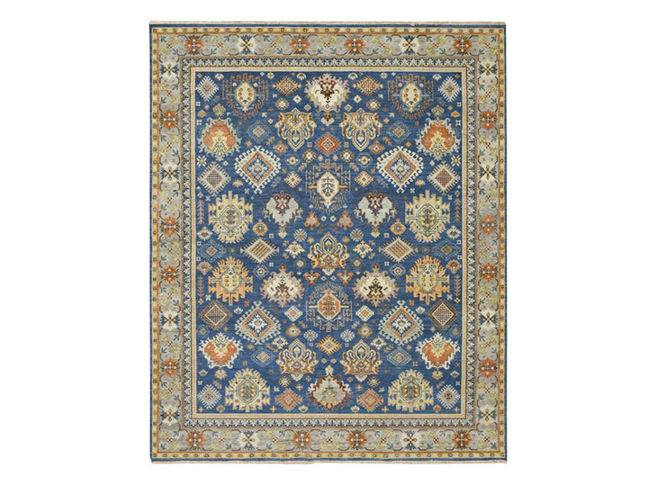 7'11" x 9'9" New Hand Knotted Blue Wool Rectangle Oriental Rug - MOA10275932