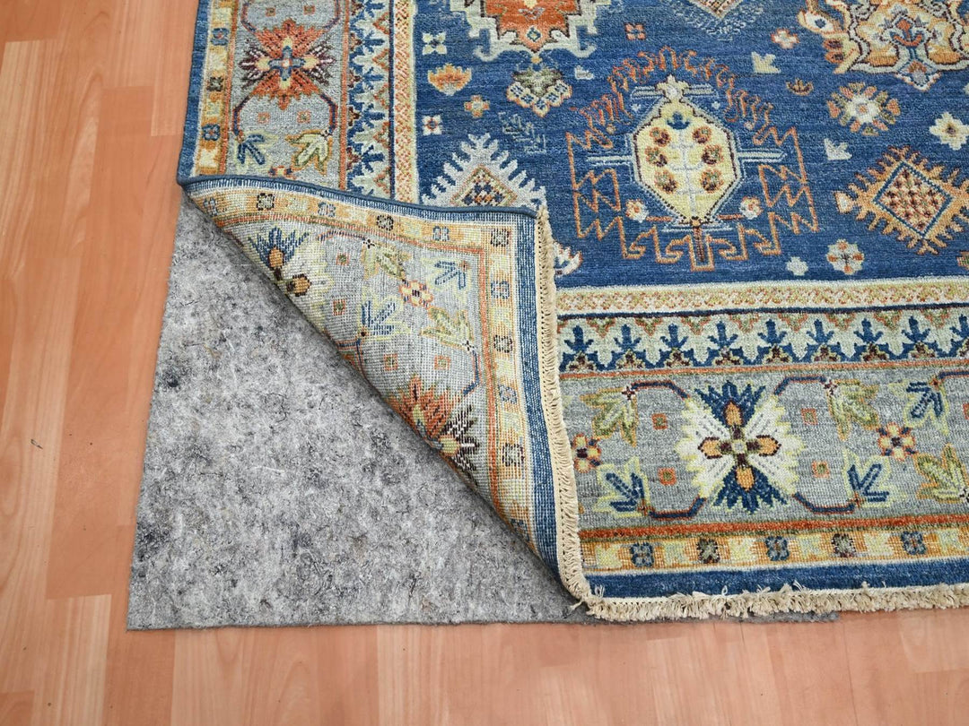 7'11" x 9'9" New Hand Knotted Blue Wool Rectangle Oriental Rug - MOA10275932