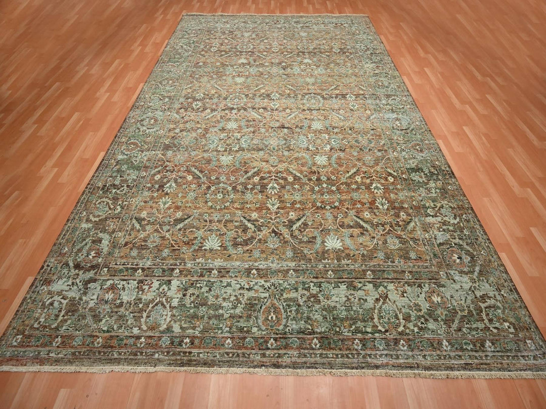 9'10" x 13'11" New Hand Knotted Red Wool Rectangle Oriental Rug - MOA10275934