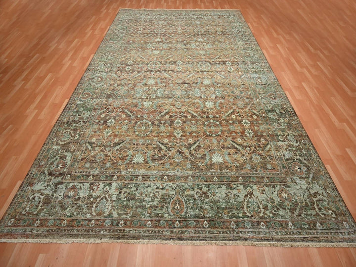 9'10" x 13'11" New Hand Knotted Red Wool Rectangle Oriental Rug - MOA10275934
