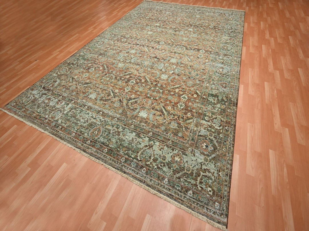 9'10" x 13'11" New Hand Knotted Red Wool Rectangle Oriental Rug - MOA10275934