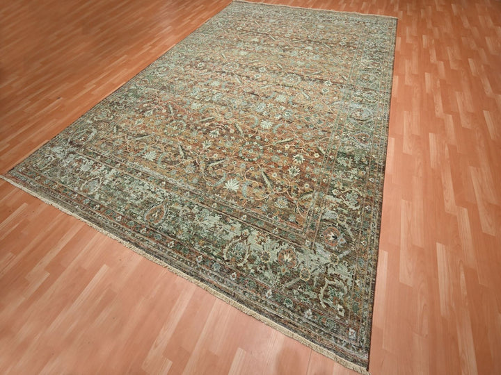 9'10" x 13'11" New Hand Knotted Red Wool Rectangle Oriental Rug - MOA10275934