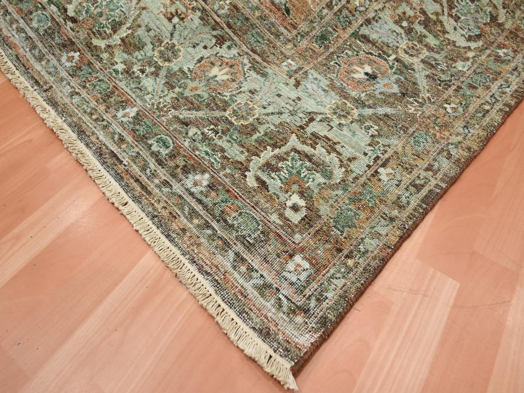9'10" x 13'11" New Hand Knotted Red Wool Rectangle Oriental Rug - MOA10275934
