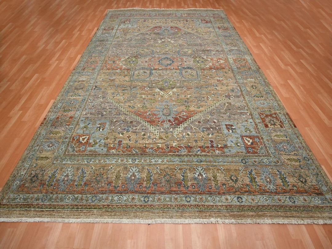 9'11" x 13'8" New Hand Knotted Orange Wool Rectangle Oriental Rug - MOA10275935