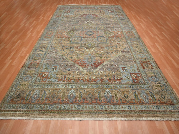 9'11" x 13'8" New Hand Knotted Orange Wool Rectangle Oriental Rug - MOA10275935