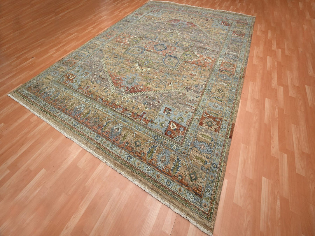 9'11" x 13'8" New Hand Knotted Orange Wool Rectangle Oriental Rug - MOA10275935