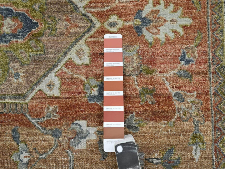 9'11" x 13'8" New Hand Knotted Orange Wool Rectangle Oriental Rug - MOA10275935