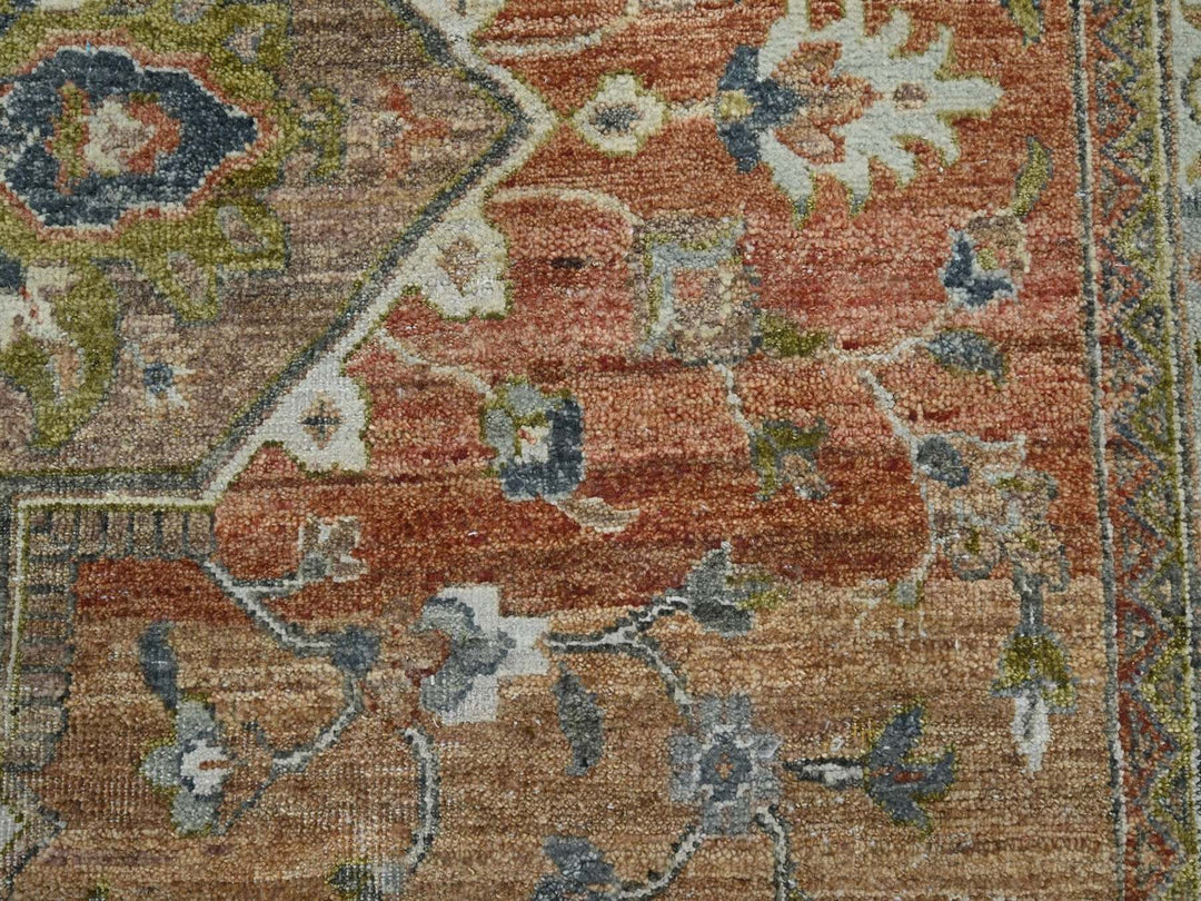 9'11" x 13'8" New Hand Knotted Orange Wool Rectangle Oriental Rug - MOA10275935