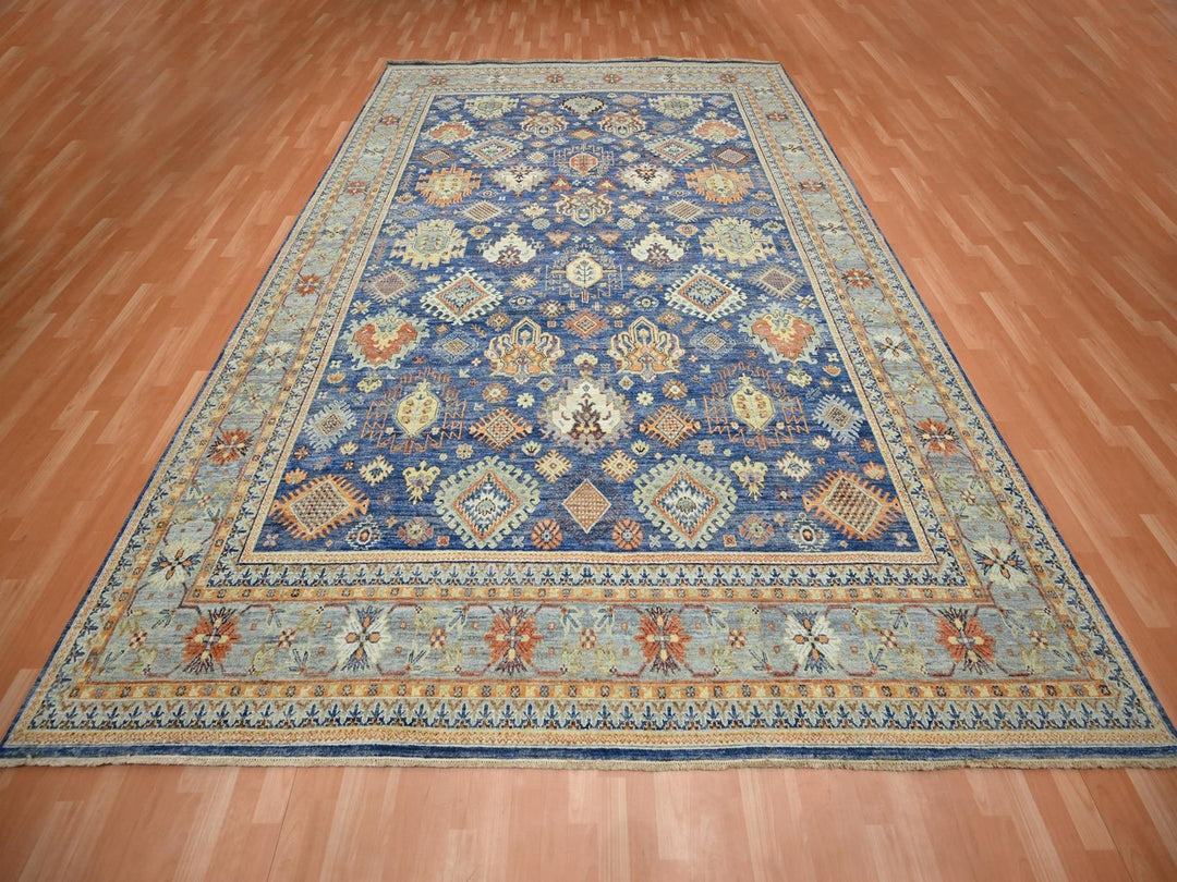 10'0" x 13'4" New Hand Knotted Blue Wool Rectangle Oriental Rug - MOA10275936
