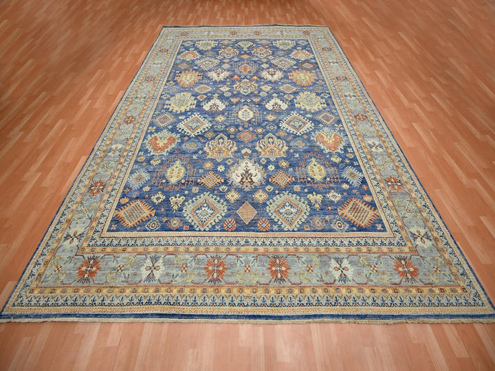 10'0" x 13'4" New Hand Knotted Blue Wool Rectangle Oriental Rug - MOA10275936
