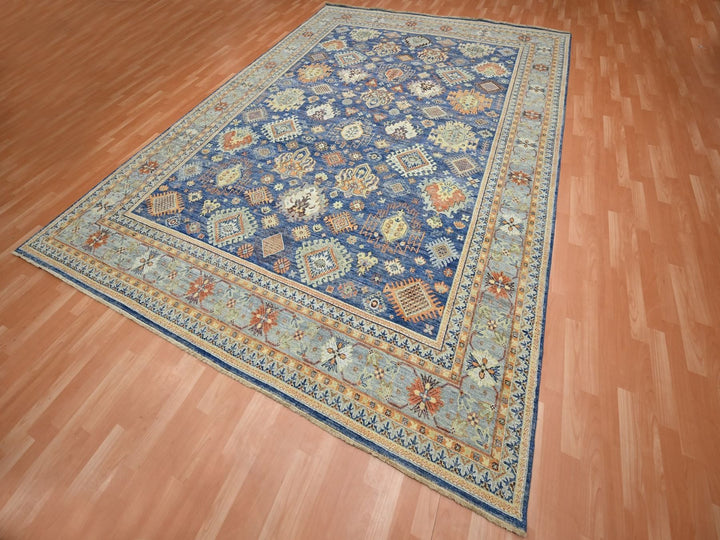 10'0" x 13'4" New Hand Knotted Blue Wool Rectangle Oriental Rug - MOA10275936