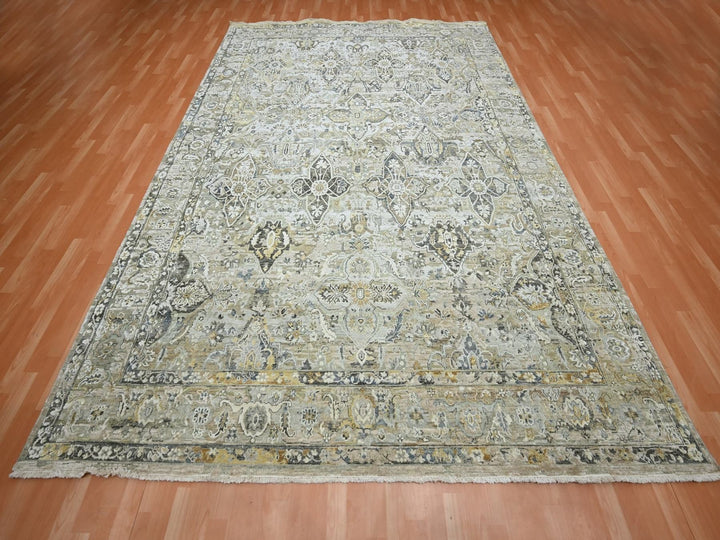 8'10" x 11'11" New Hand Knotted Brown Wool & Silk Rectangle Oriental Rug - MOA10275938