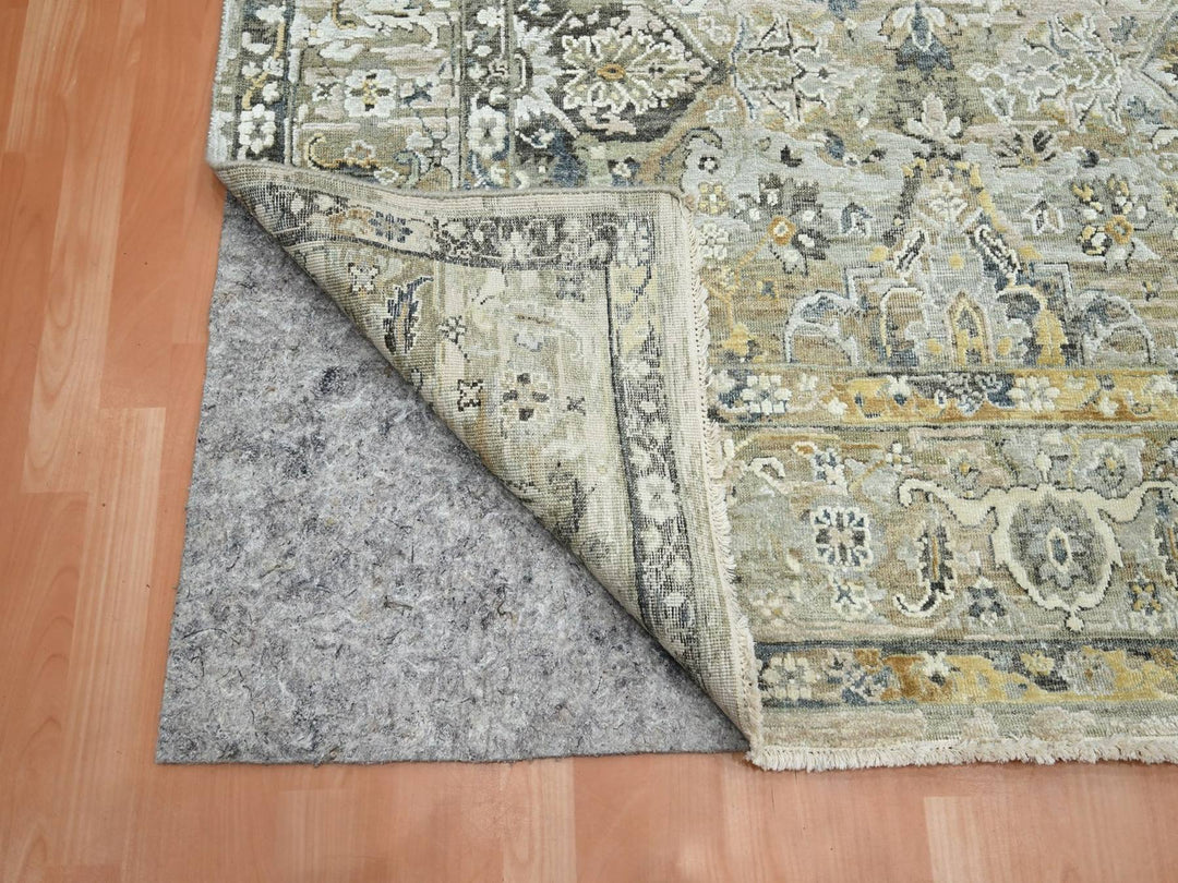 8'10" x 11'11" New Hand Knotted Brown Wool & Silk Rectangle Oriental Rug - MOA10275938