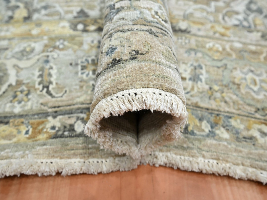 8'10" x 11'11" New Hand Knotted Brown Wool & Silk Rectangle Oriental Rug - MOA10275938